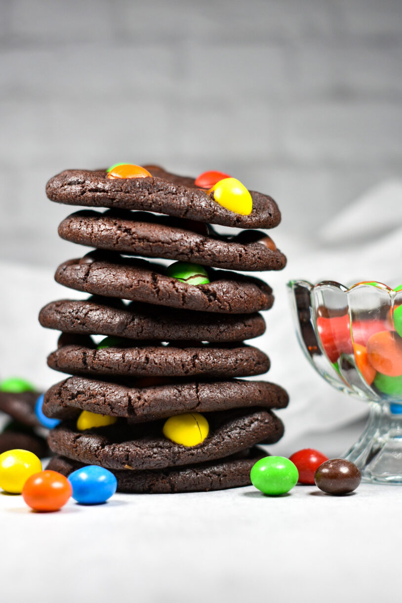 A stack of M&M cookies
