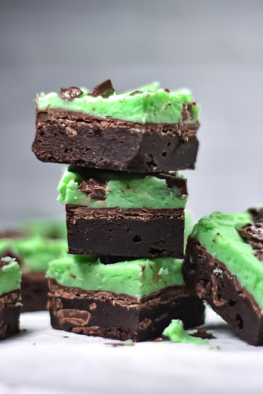 Stack of Chocolate Mint Brownies