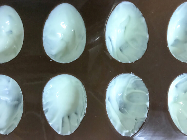 White chocolate in egg mold