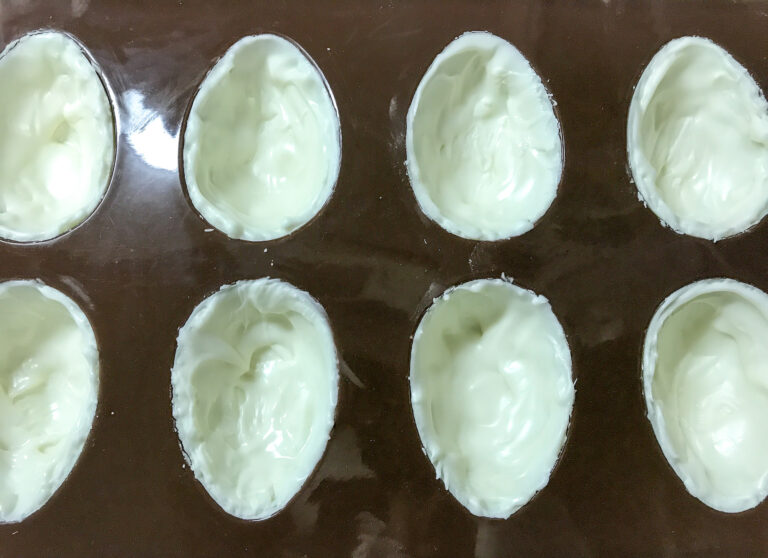 White chocolate in egg mold