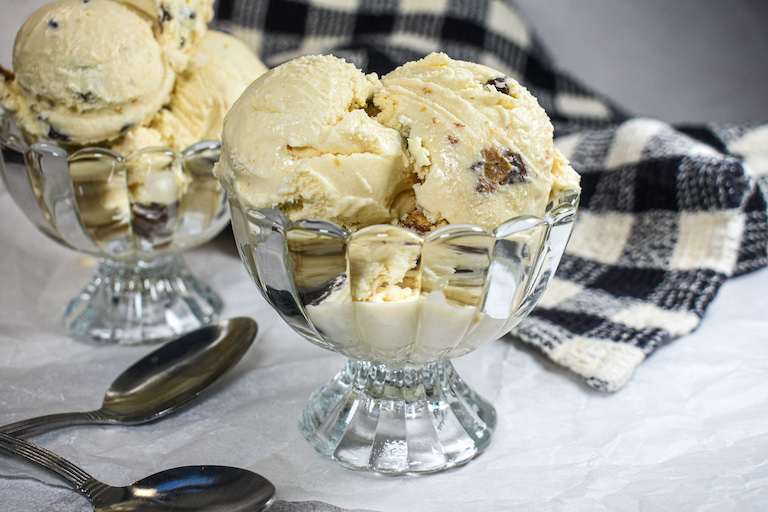 A dish of homemade peanut butter ice cream