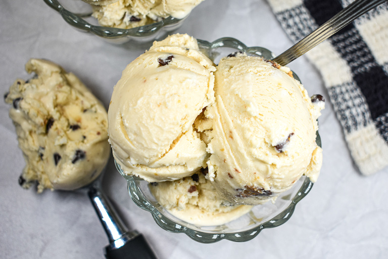 Dish of peanut butter ice cream