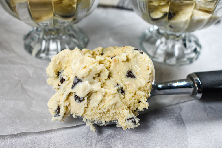 A scoop of peanut butter ice cream