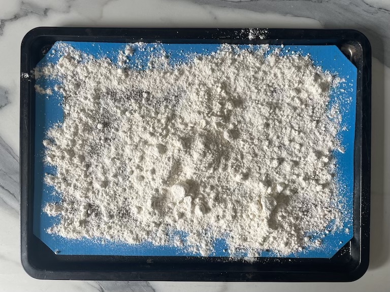 Flour on a tray