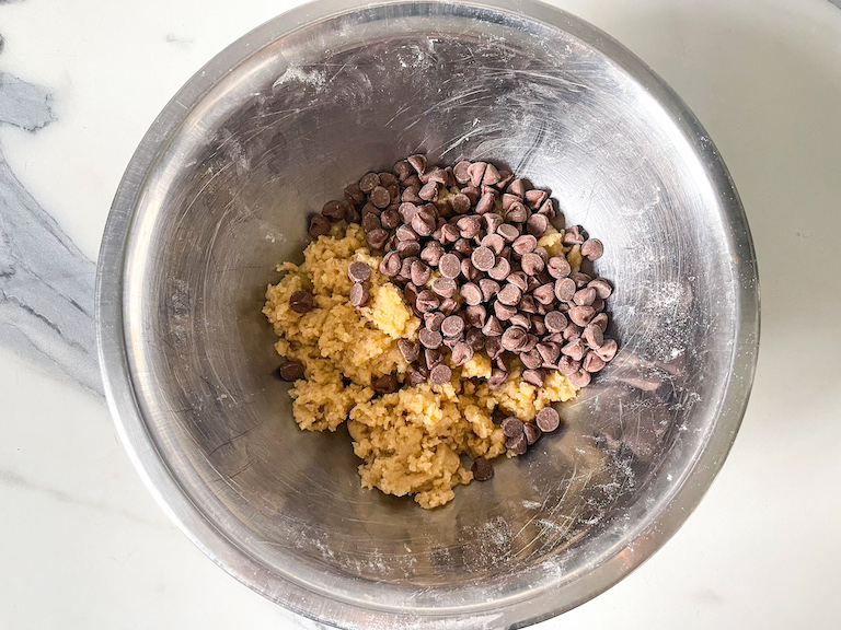 Cookie dough ingredients in a bowl