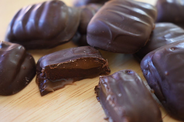 spiced rum caramels with chocolate ganache