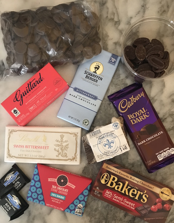 Chocolate bars and callets for tasting