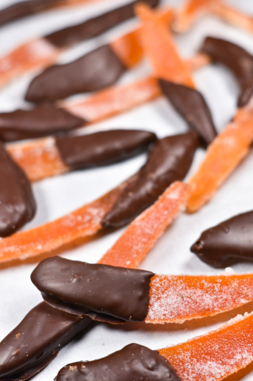 Candied grapefruit peels dipped in chocolate