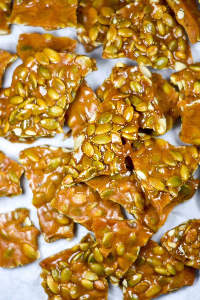 Pepita Brittle on a white surface
