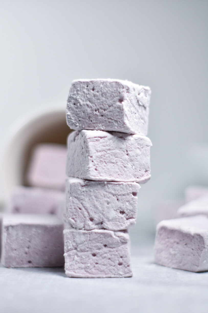 A stack of red wine marshmallows