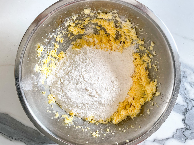 Butter and flour in a metal bowl