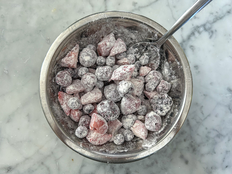 Berries tossed in flour