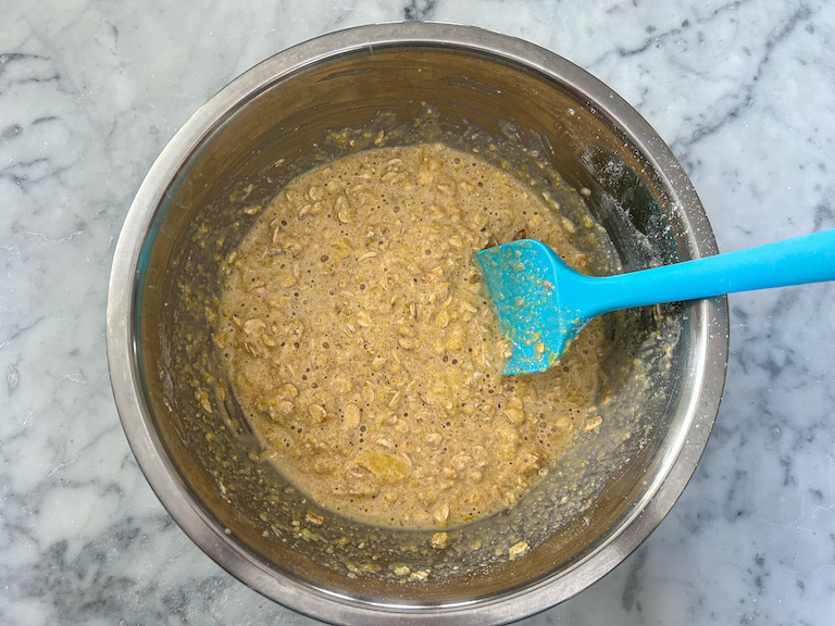 Oatmeal muffin batter in a bowl