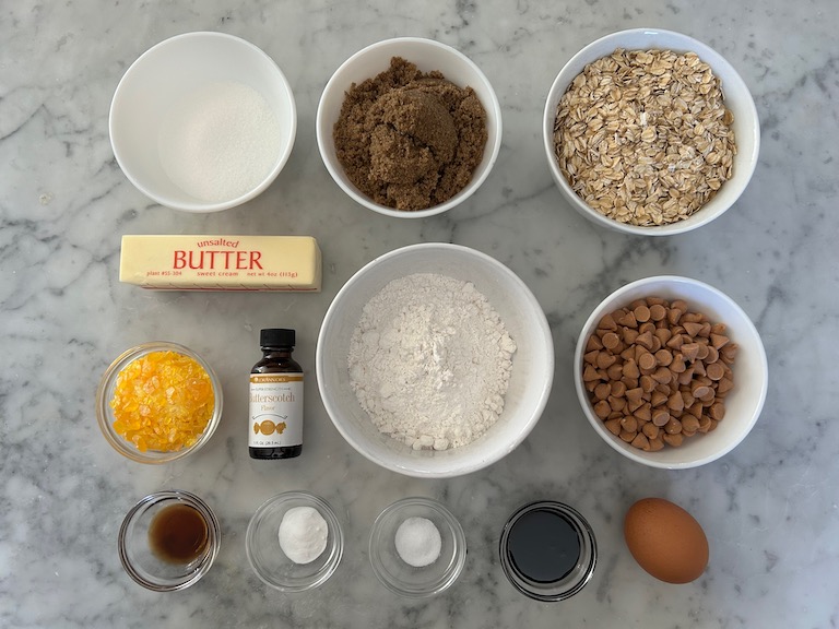 Ingredients for making this butterscotch cookie recipe