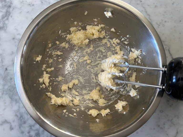 whipped butter in mixer bowl