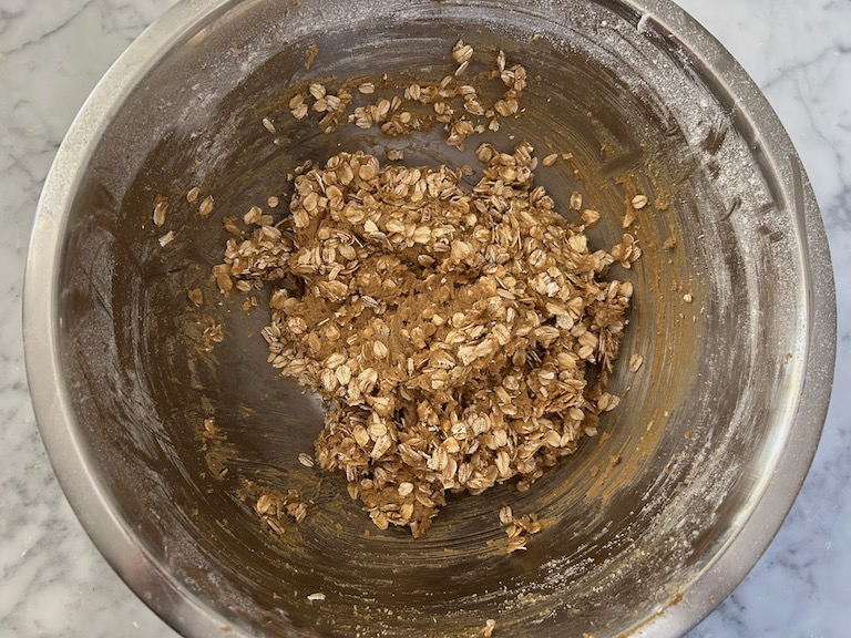 Bowl of oatmeal butterscotch cookie dough