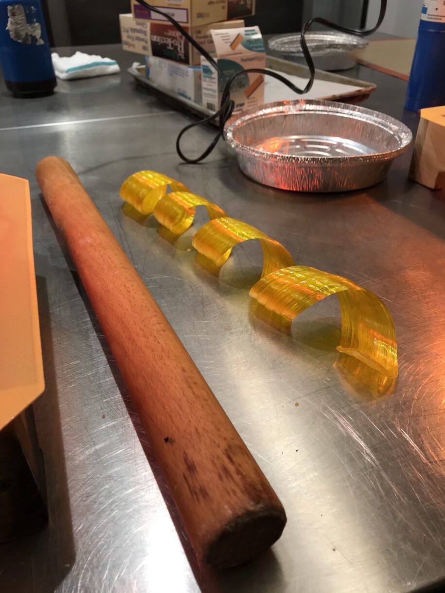 Creating ribbons from sugar using a rolling pin