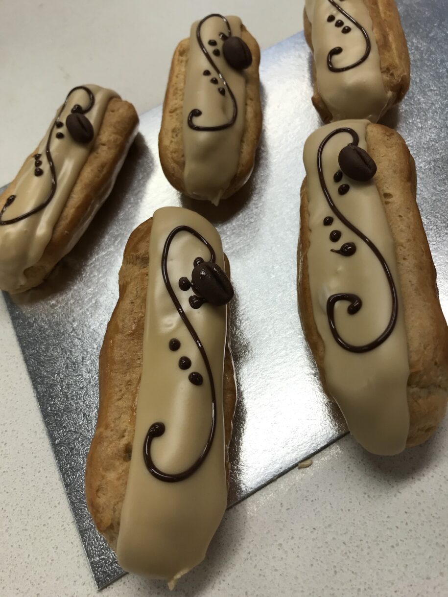 Chef's demo of the coffee eclairs