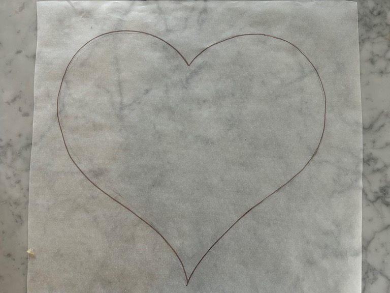 heart drawn on parchment