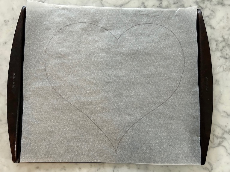 heart drawn on parchment