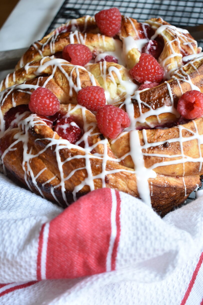 Breakfast bread with raspberries