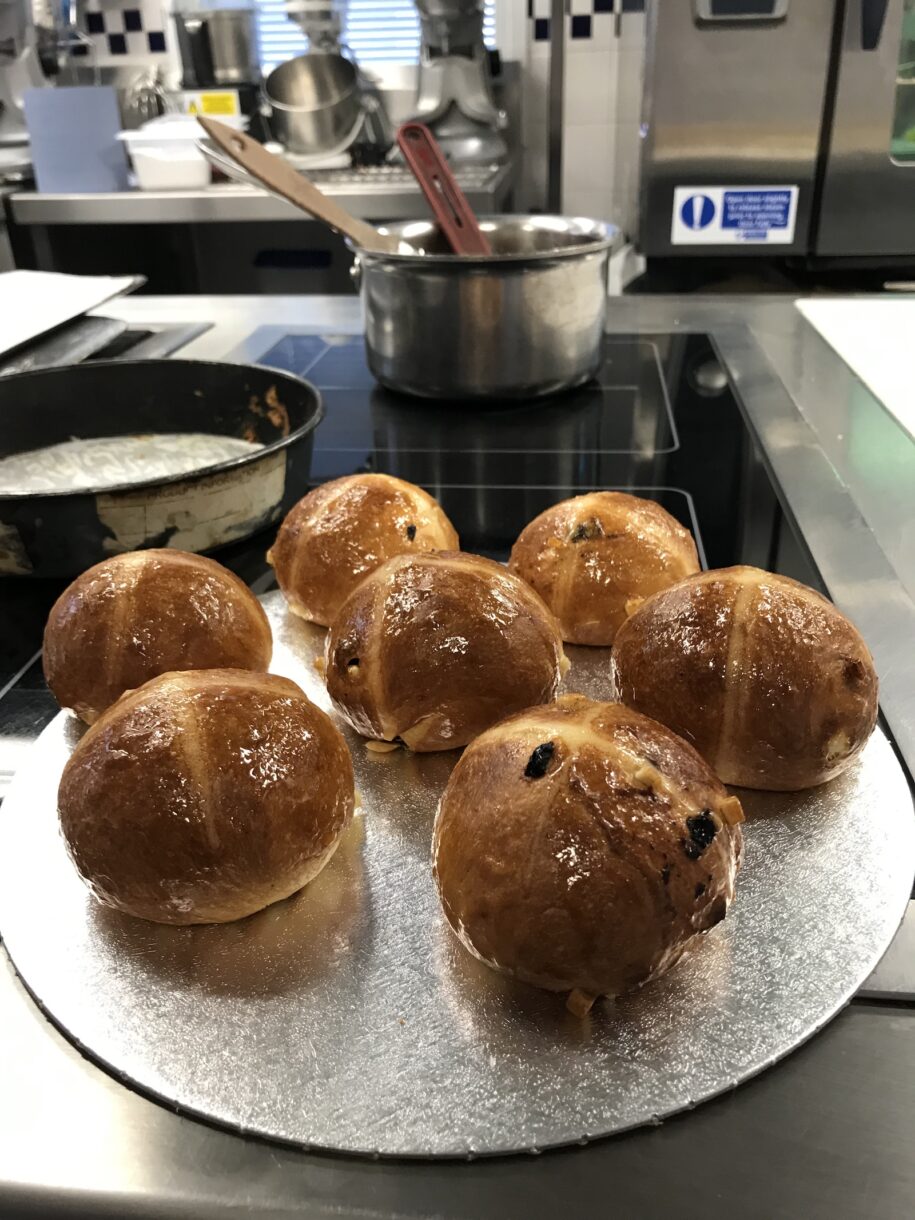 Chef's demo of the hot cross buns