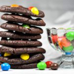 Original photograph of a stack of M&M cookies