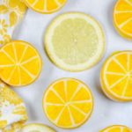 Lemon slices and painted lemon macarons