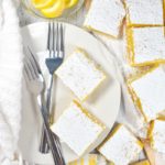 Lemon bars on white plate