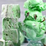Mint chocolate marshmallows and dish of ice cream