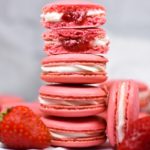 Stack of strawberry macarons