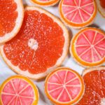 Grapefruit slices and grapefruit macarons