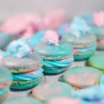 Pink and blue cotton candy macarons