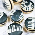 Macarons painted to look like piano keys
