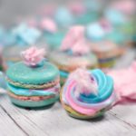 Pink and blue cotton candy macarons