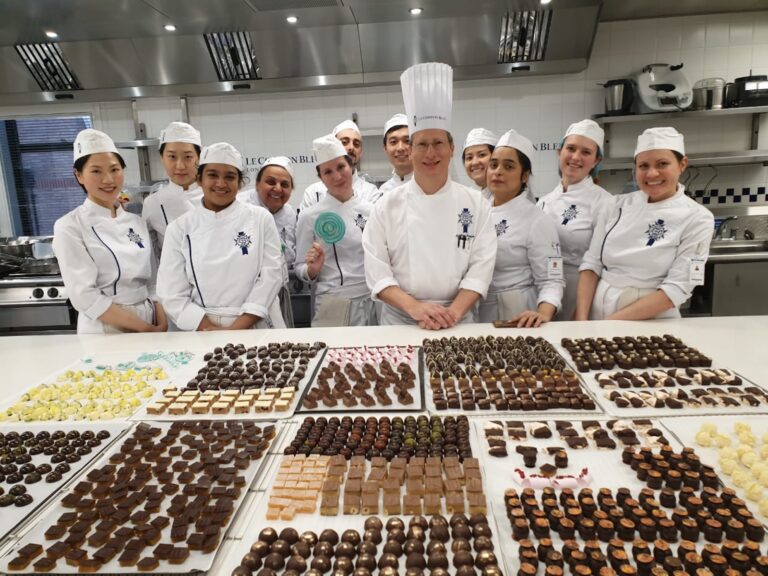 Chocolate workshop and students at LCB London