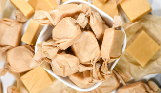 Bowl of clotted cream fudge