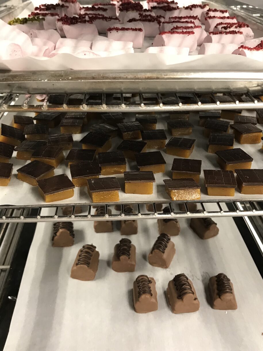 Chocolate bon bons on a trolley