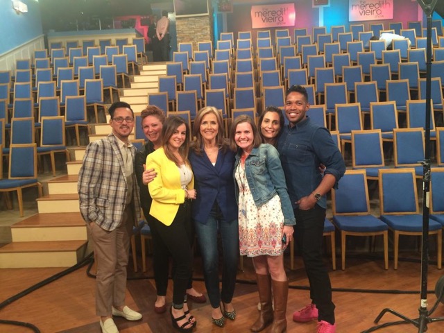 Rebecca Frey with co-workers on the set of "The Meredith Vieira Show"