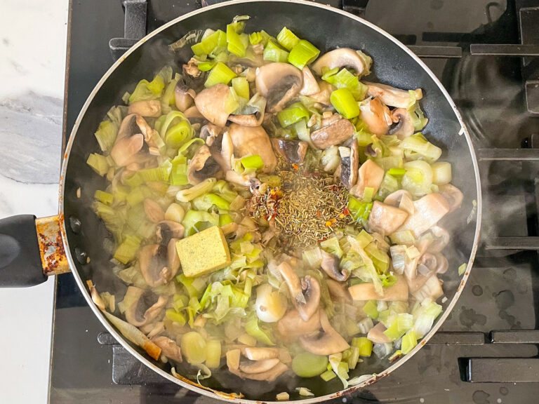 Sauteeing vegetables in a pan