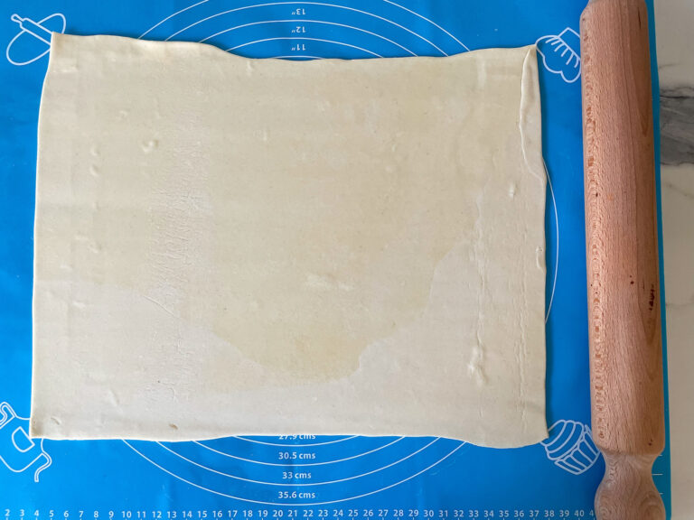 Puff pastry on a silicone mat
