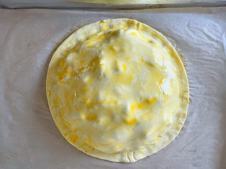 Egg washed pithivier on tray