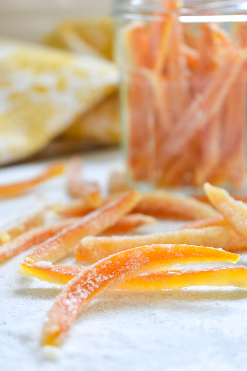 Candied orange peels made from this candied citrus peel recipe