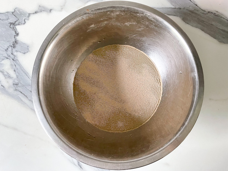 Yeast and water in a bowl