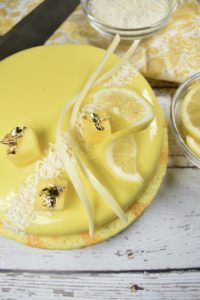 Mango, lemon and white chocolate entremet