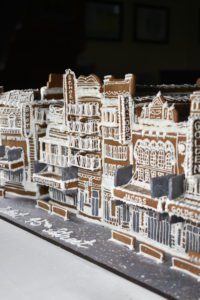 New York Theatre District constructed out of gingerbread and royal icing