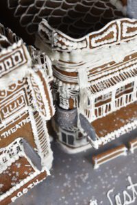 New York Theatre District constructed out of gingerbread and royal icing