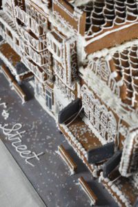 New York Theatre District constructed out of gingerbread and royal icing