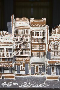 New York Theatre District constructed out of gingerbread and royal icing