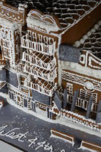 A gingerbread recreation of the New York Theatre District